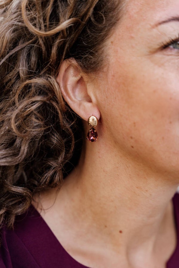 La Flor oorbellen kristal - bordeaux