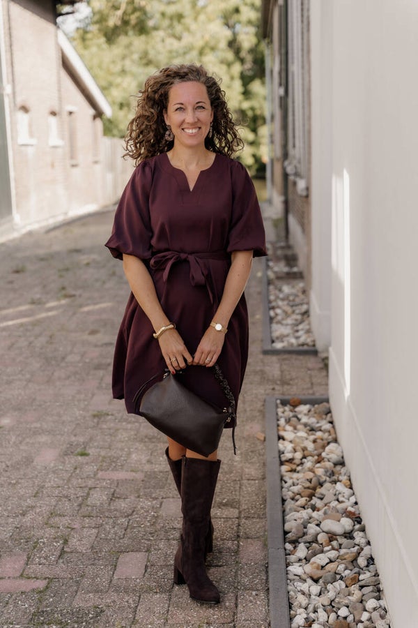 Azzurro jurk ceintuur - bruin