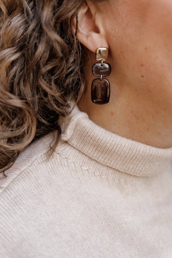 La Flor oorbellen - donkerbruin