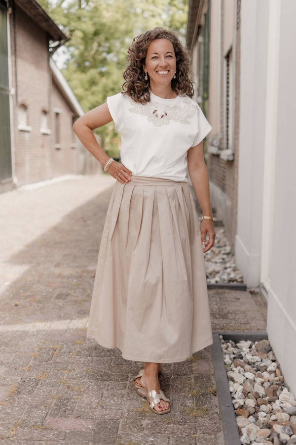 La Flor midi rok - beige