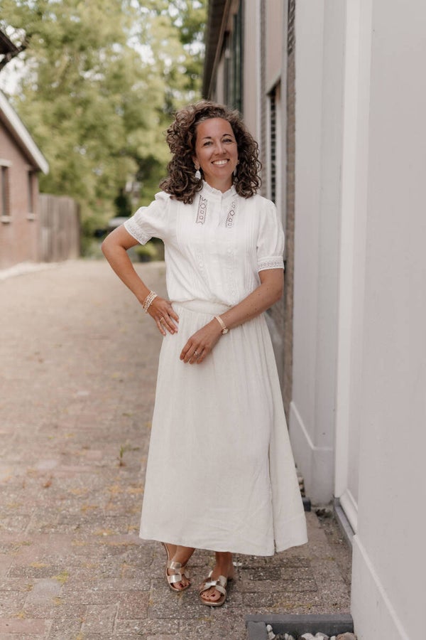 La Flor linnen midi rok - beige