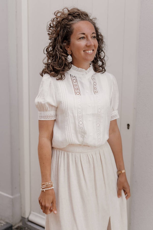La Flor blouse kant korte mouw - wit