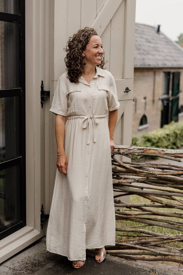 Azzurro lange jurk - beige