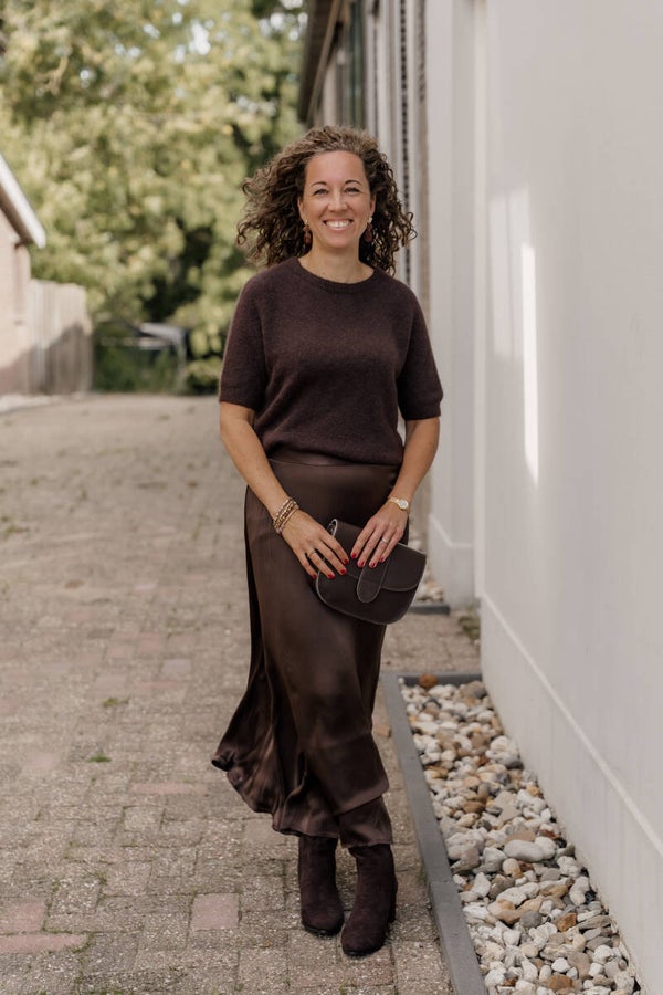 La Flor rok satijn - bruin