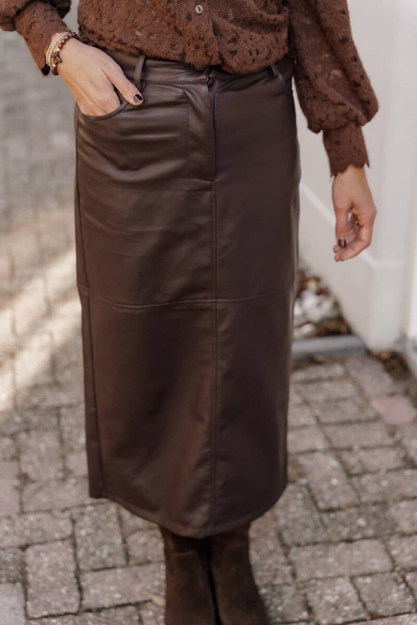 La Flor rok faux leather choco