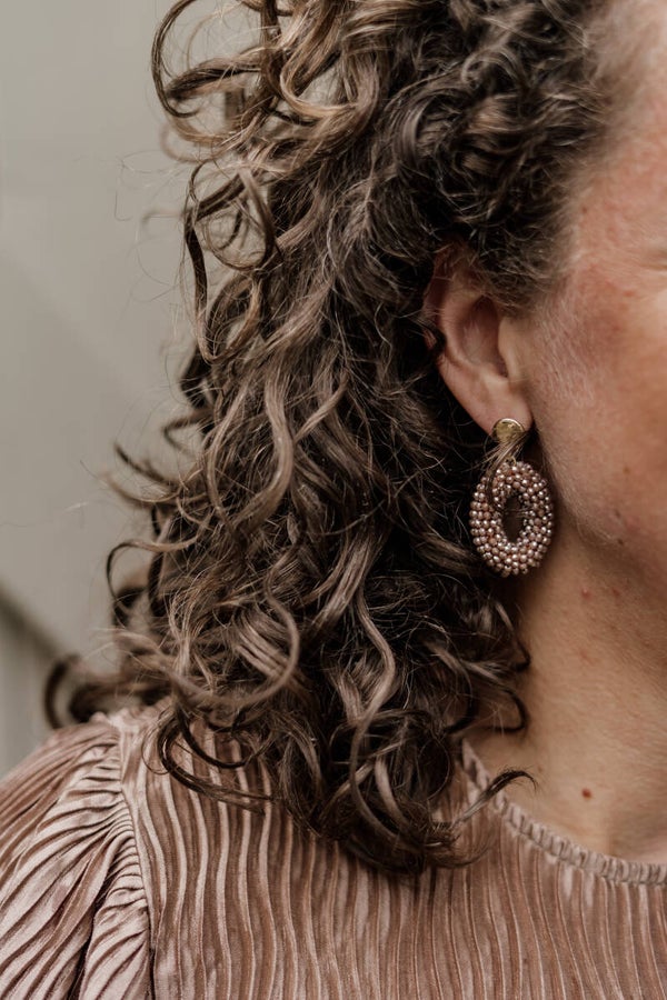 La Flor statement oorbellen ovaal - bronze