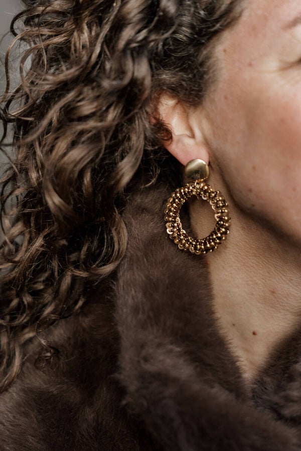 La Flor statement oorbellen bruin/bronze