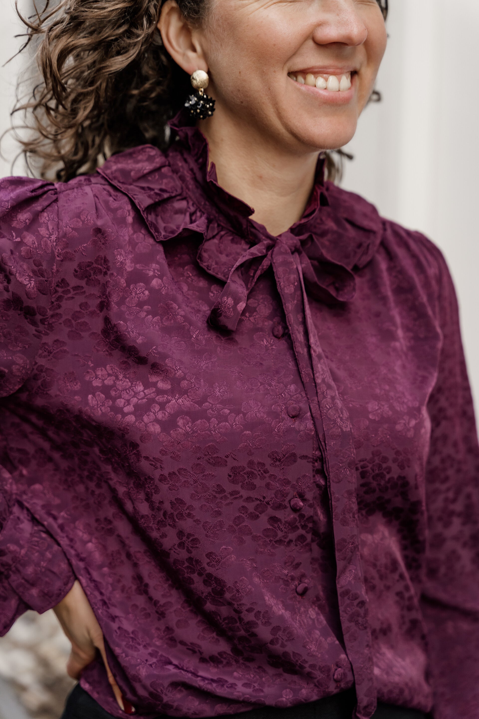 La Flor blouse print paars/burgundy