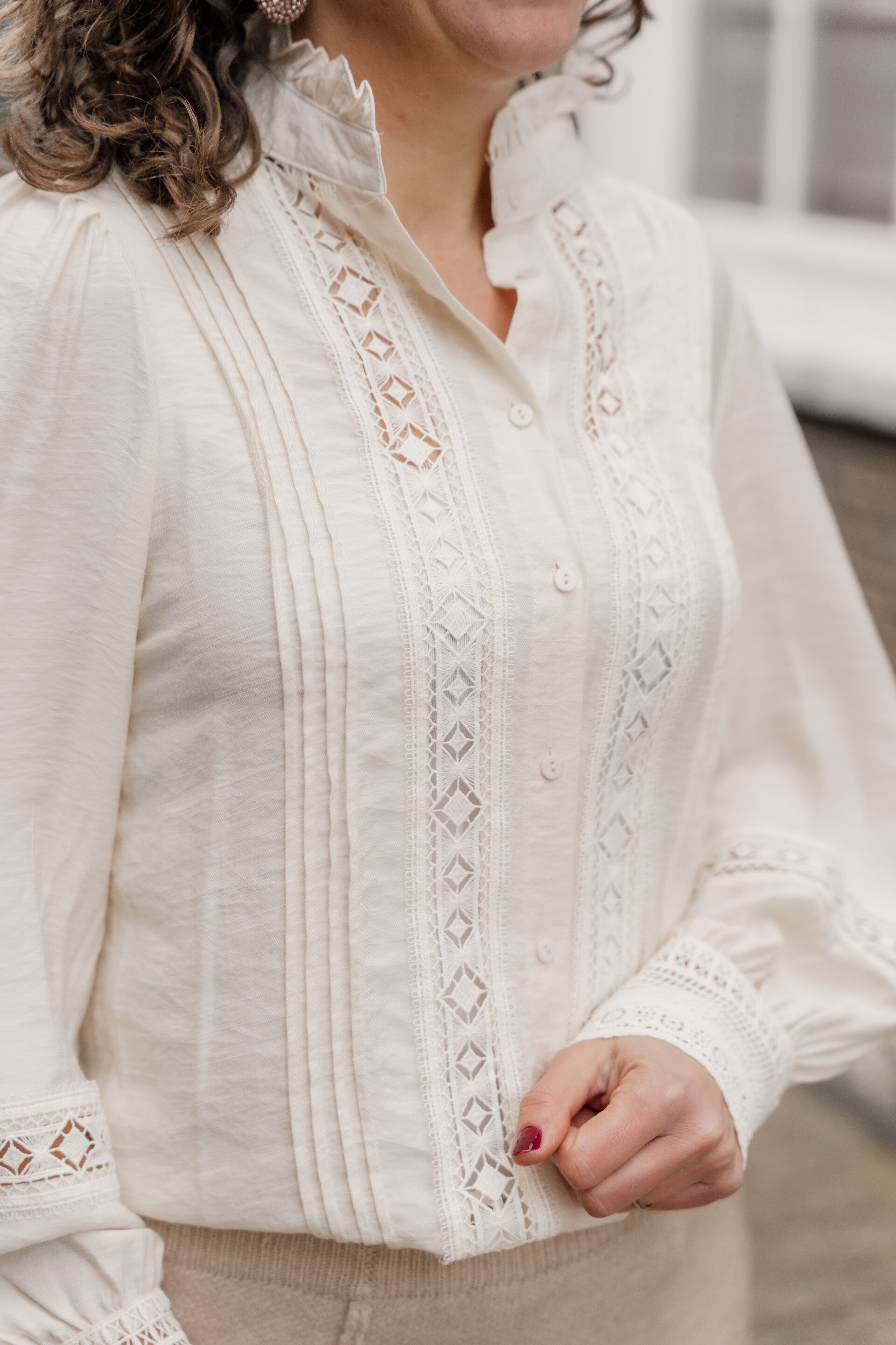 La Flor blouse kant - beige