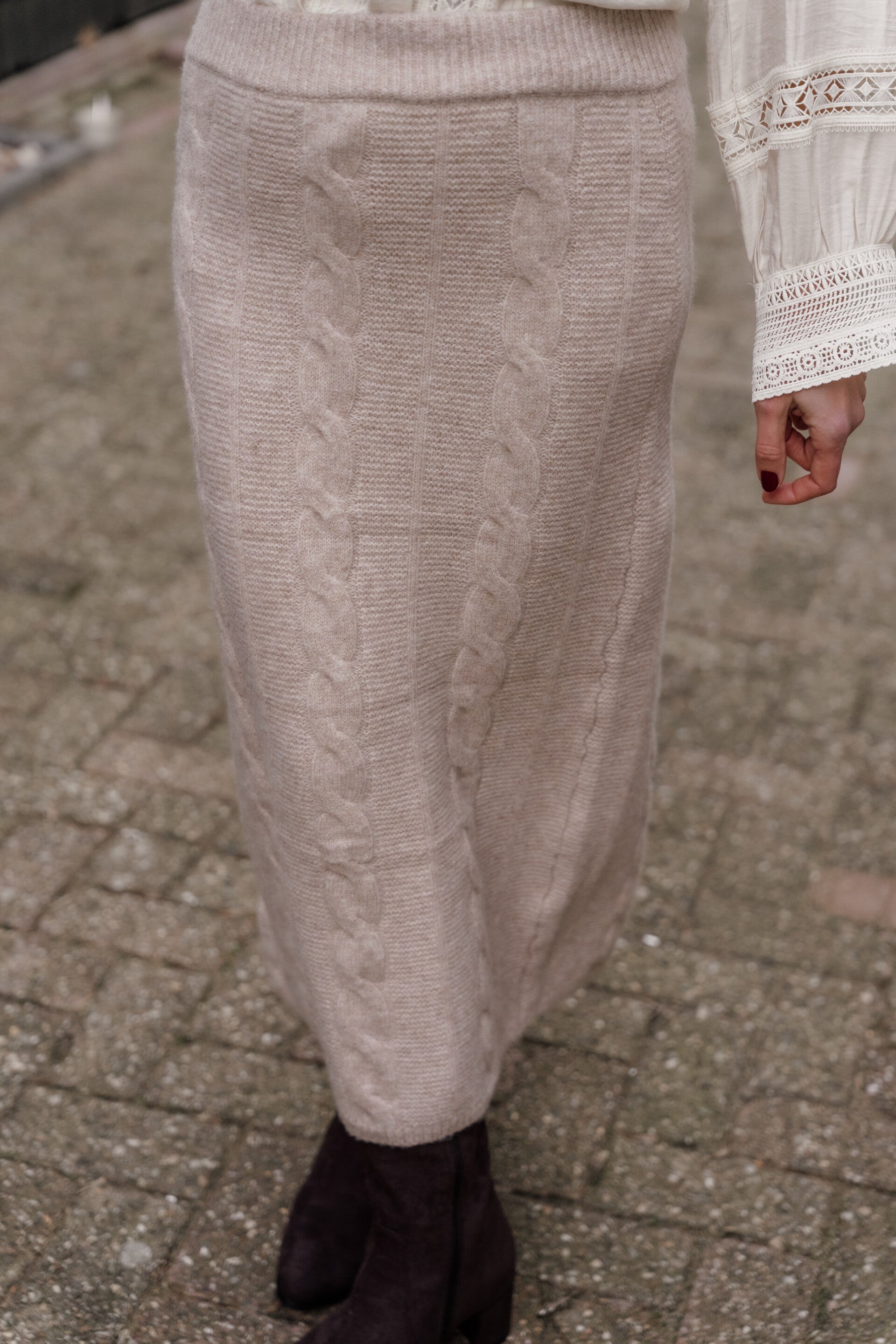 La Flor knit rok beige