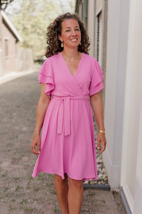 La Flor basic jurkje ceintuur - roze