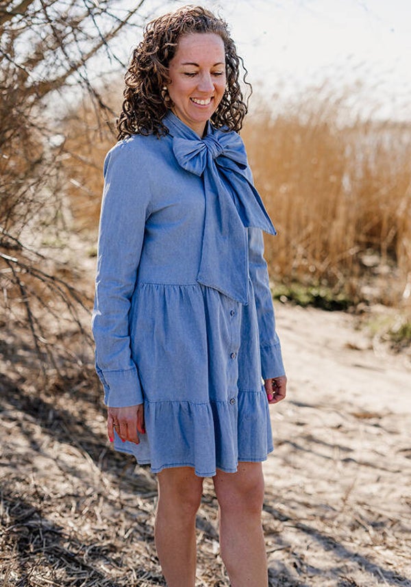 La Flor denim jurk strik