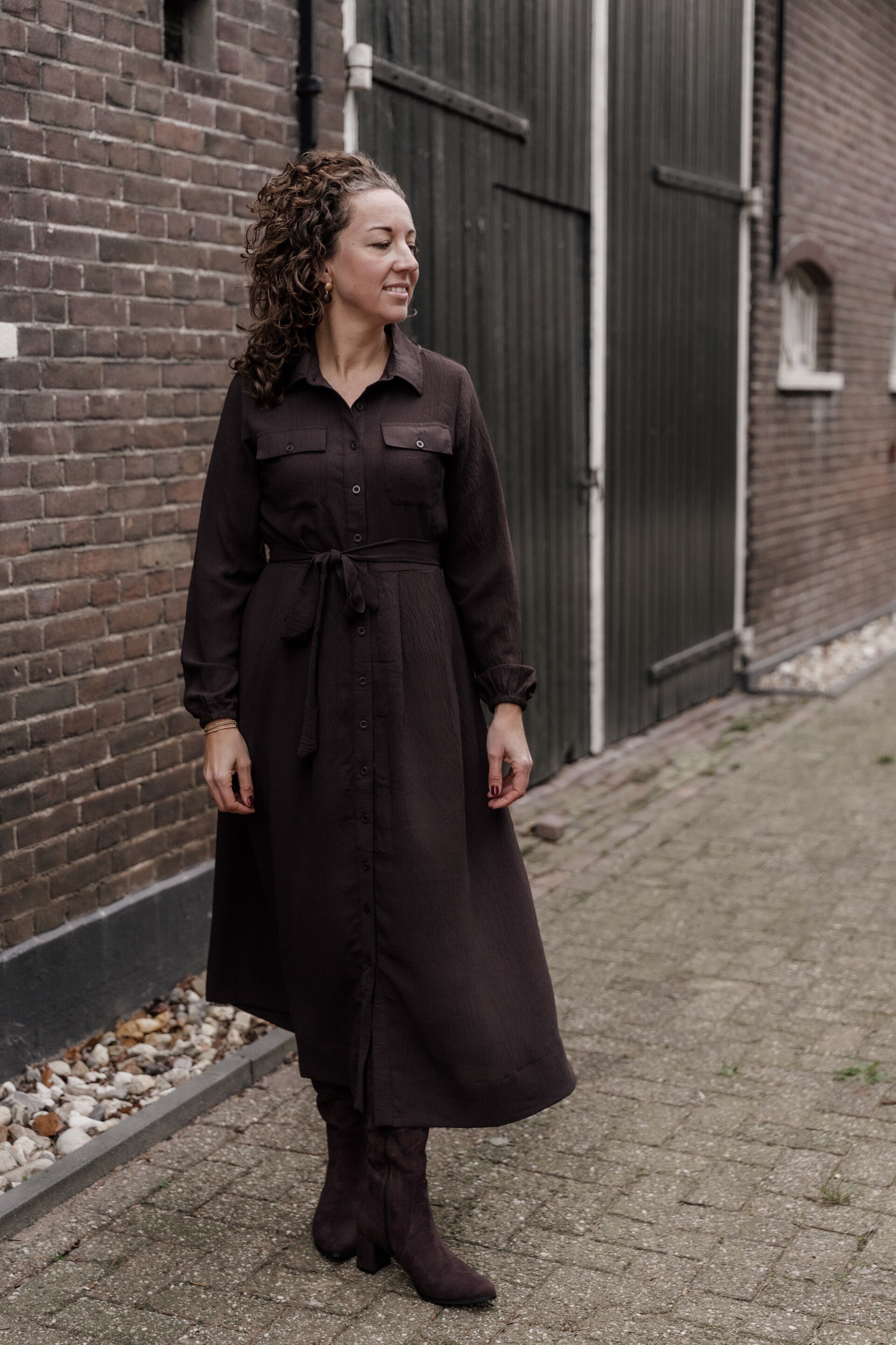 La Flor maxi jurk bruin