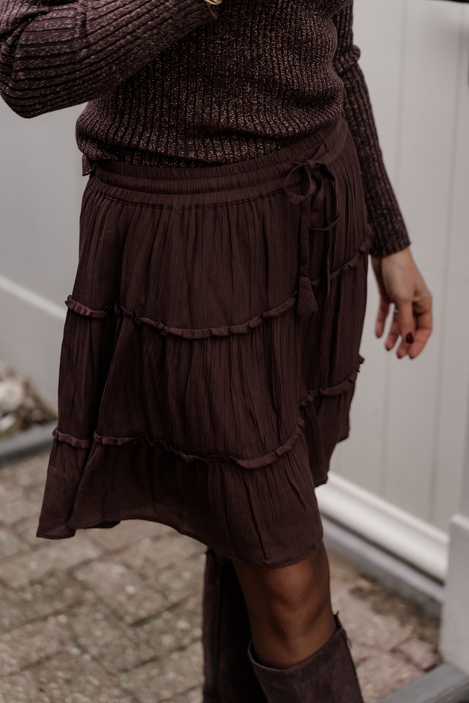 La Flor rok ruffles bruin