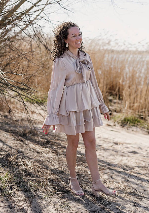 La Flor strik jurkje champagne