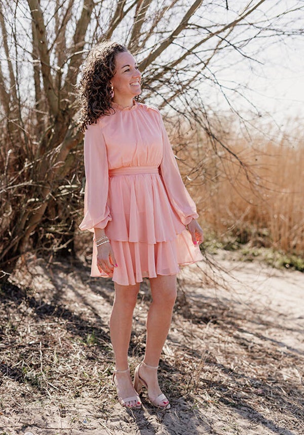 La Flor wedding jurk zalmroze