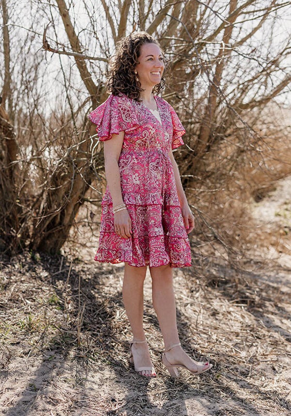 La Flor jurk bohemian - roze/goud