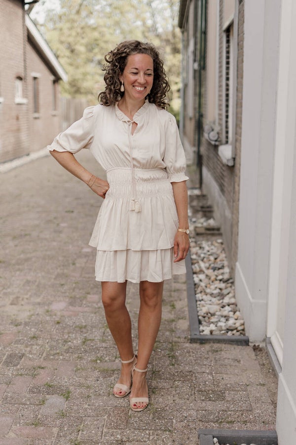 Azzurro korte jurk satijn - beige