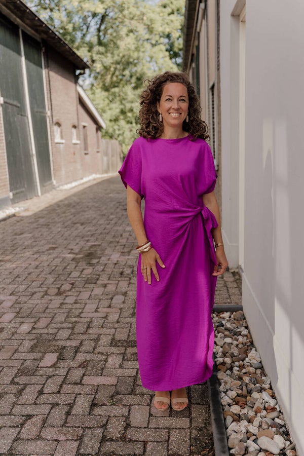 Azzurro midi jurk strik - magenta