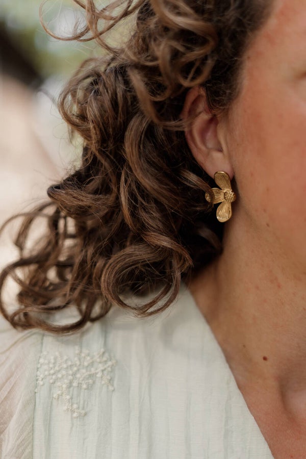 La Flor oorbellen bloem - goud