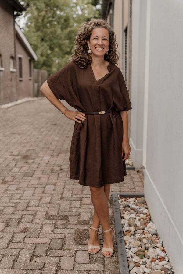 Azzurro oversized jurk - bruin