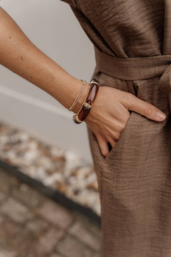 La Flor statement armband goud bruin
