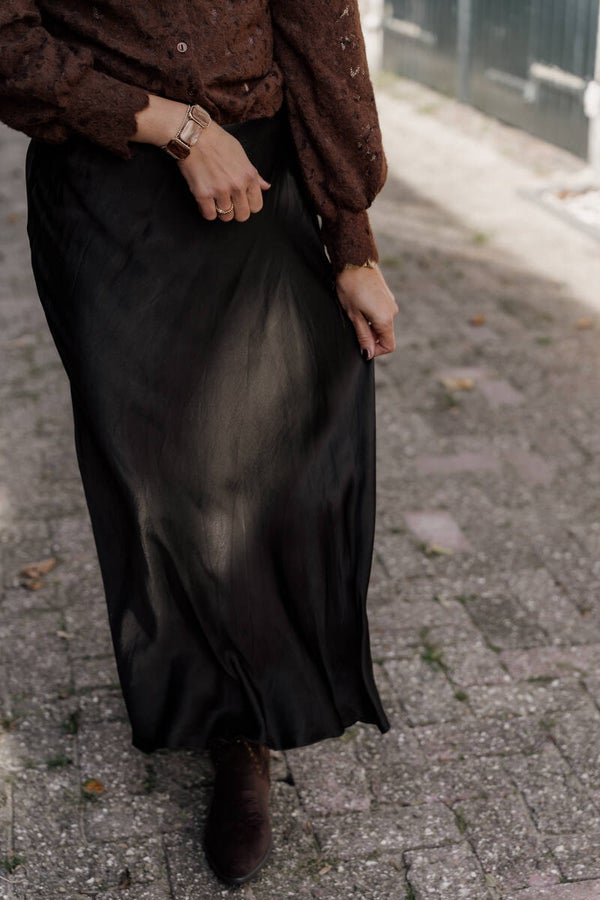 La Flor rok satijn - choco