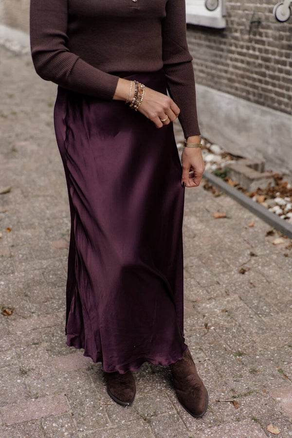 La Flor rok satijn - burgundy