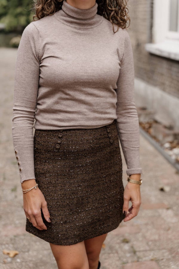 La Flor tweed rokje - choco