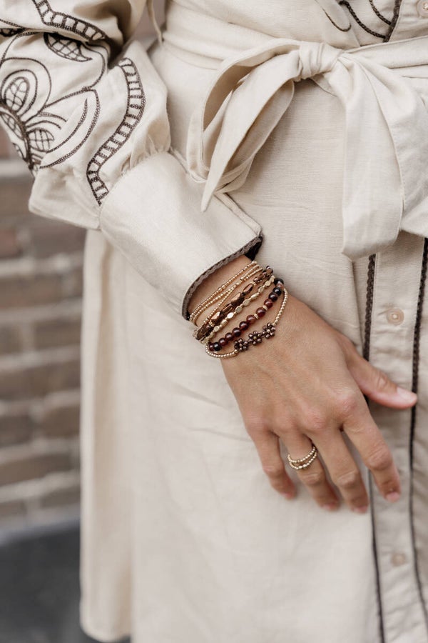 La Flor armbanden set - donkerbruin/goud