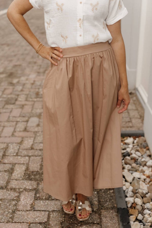 La Flor midi rok - camel
