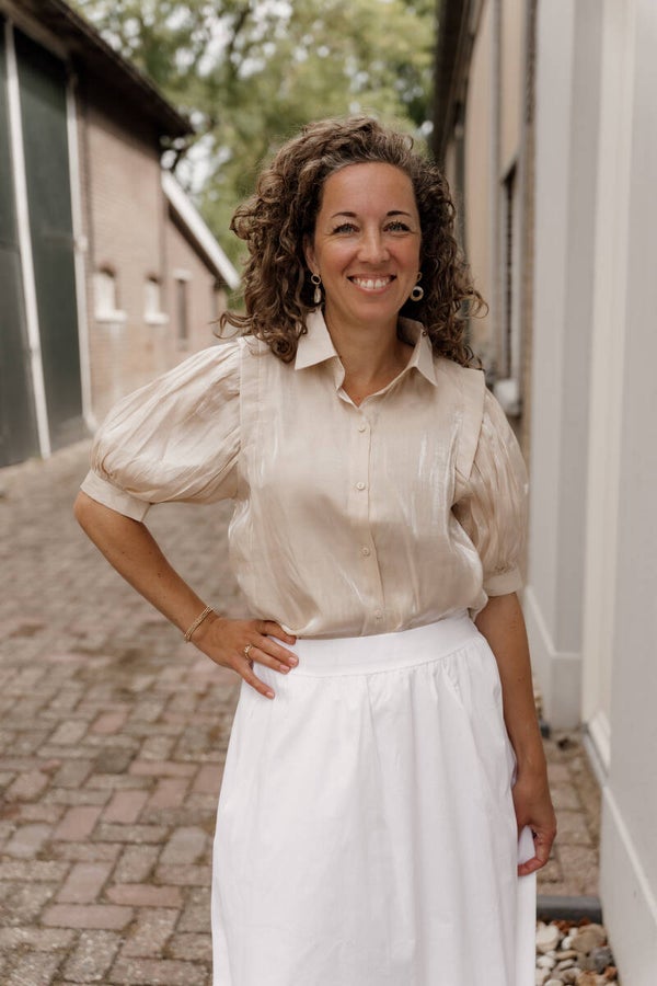 La Flor blouse glans - beige