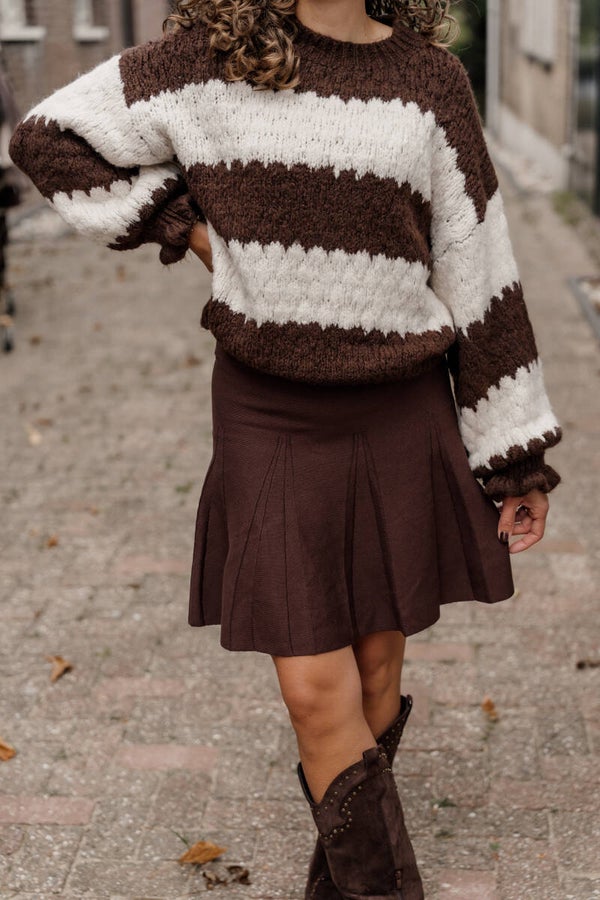 La Flor plooirokje - bruin