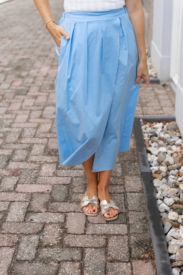 Azzurro midi rok split - lichtblauw