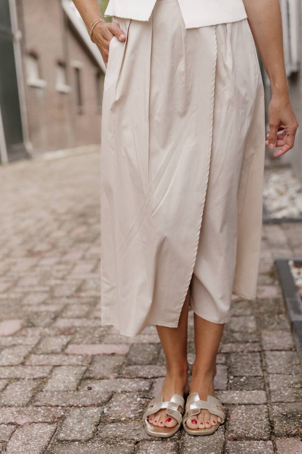 Azzurro midi rok split - beige