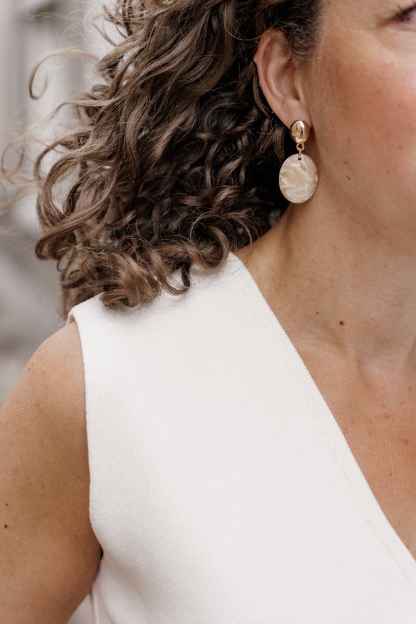 La Flor oorbellen ovaal goud - beige