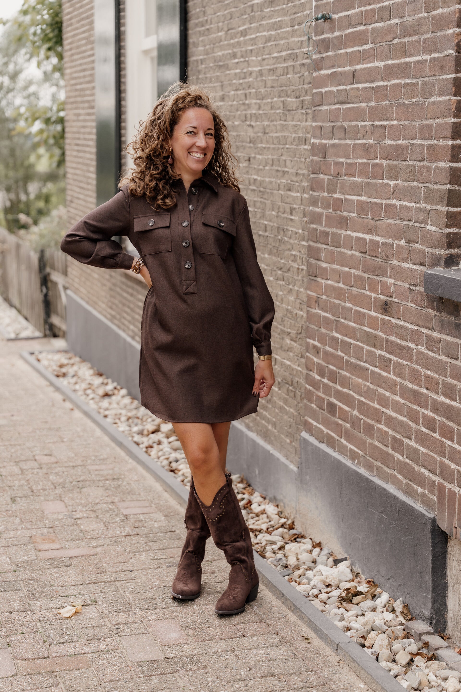 La Flor - blouse jurk kort choco