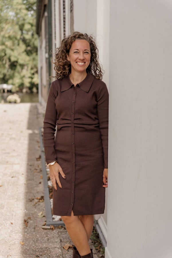 La Flor bodycon jurk - choco