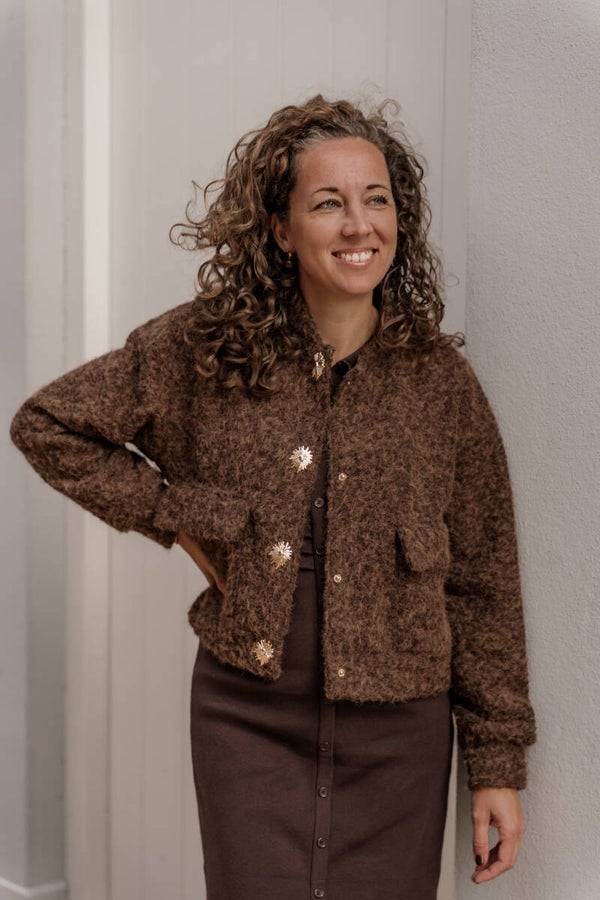 La Flor jasje gouden knopen - bruin