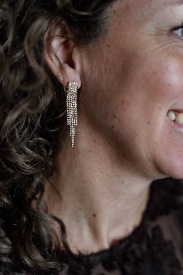 La Flor oorbellen hangers zirconia goud