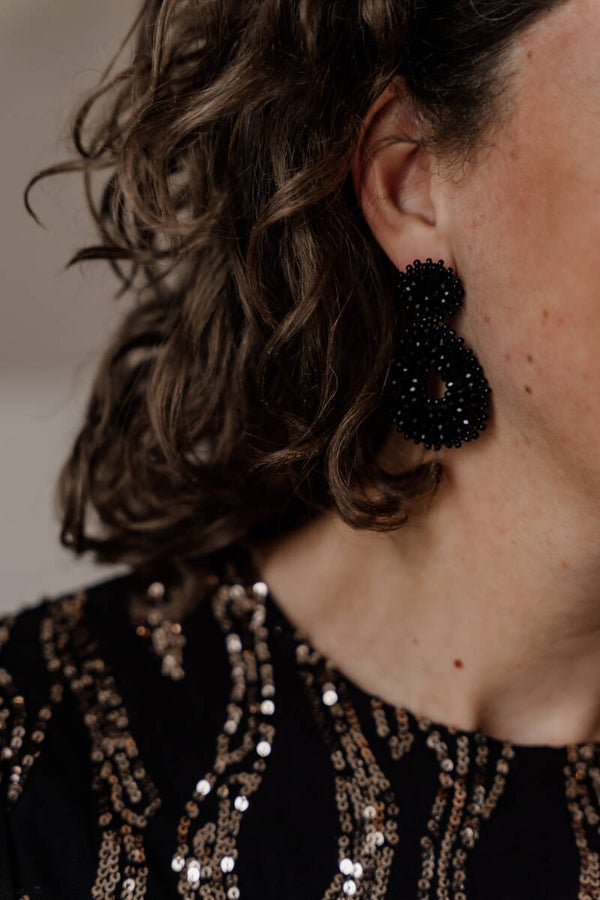 La Flor oorbellen miyuki beads zwart