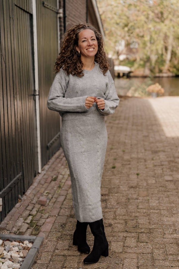 La Flor knit set grijs
