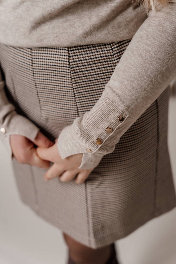 La Flor rokje ruit bruin