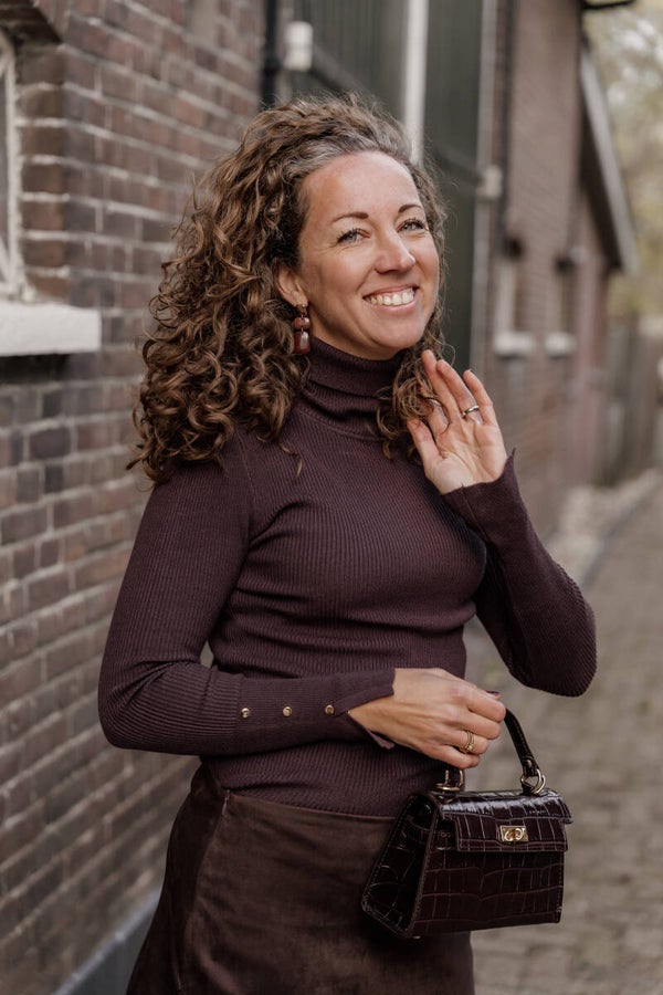 La Flor top col donkerbruin