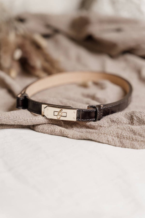 La Flor leren riem Garcia croco - bruin