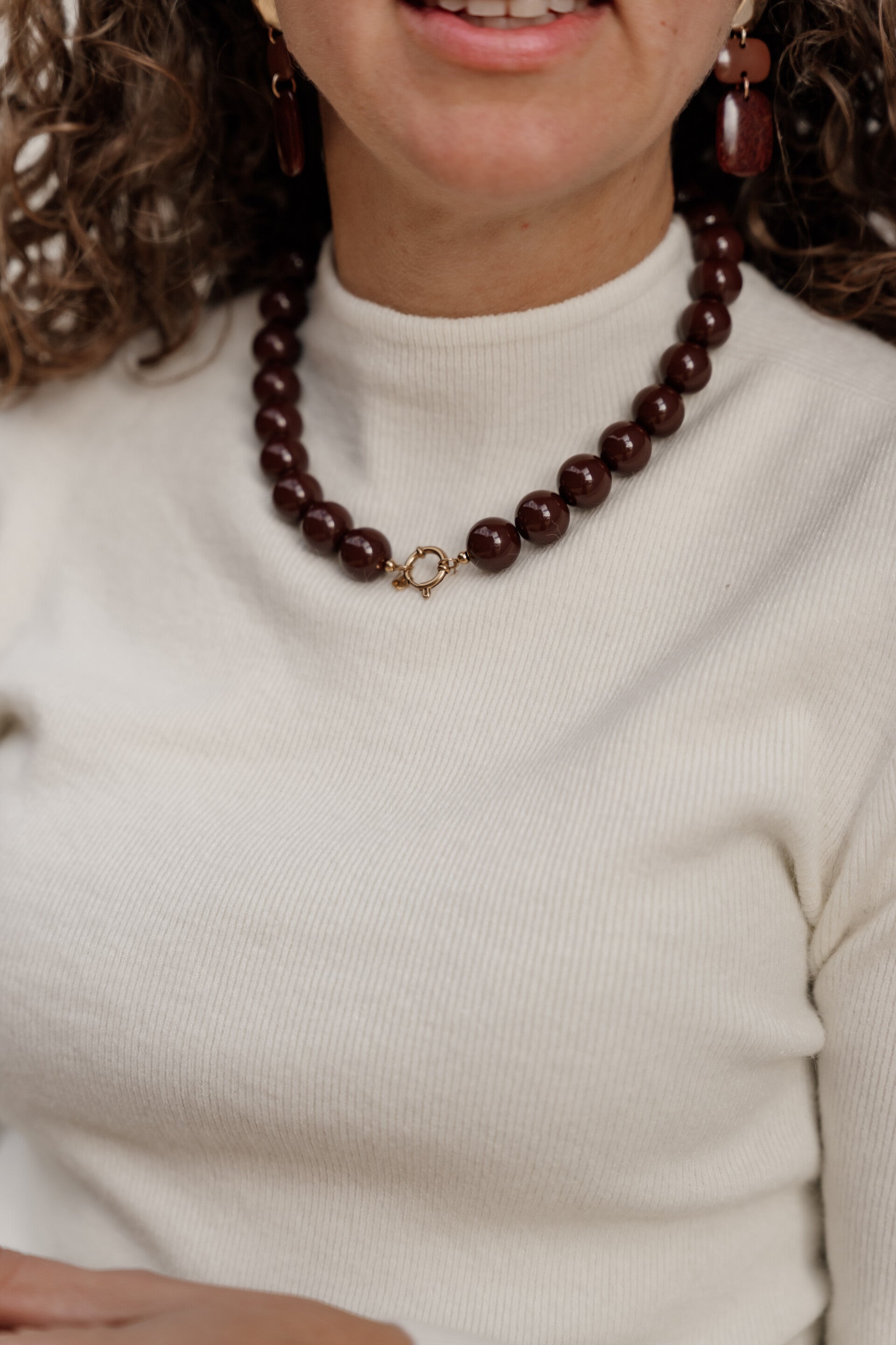 La Flor kralenketting bruin