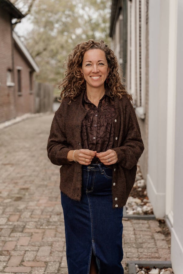 La Flor zacht vest knoopjes bruin