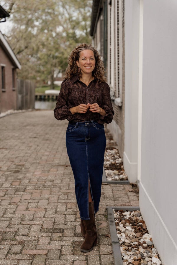 La Flor spijkerrok denim donkerblauw