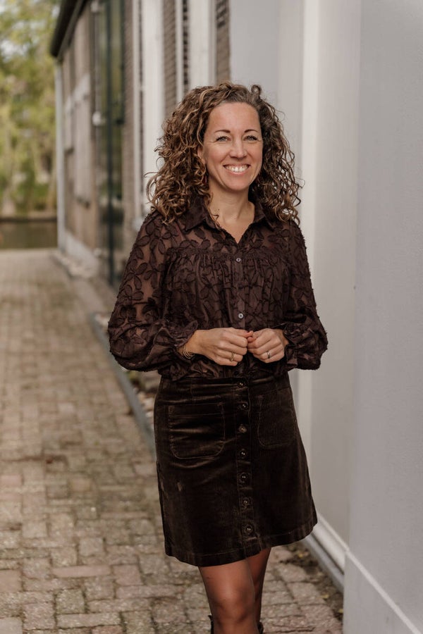 La Flor blouse bloemenprint bruin