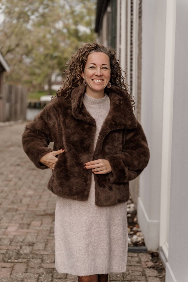 La Flor faux fur jas choco